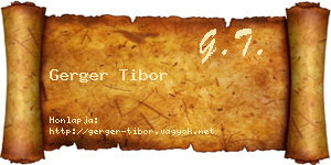 Gerger Tibor névjegykártya